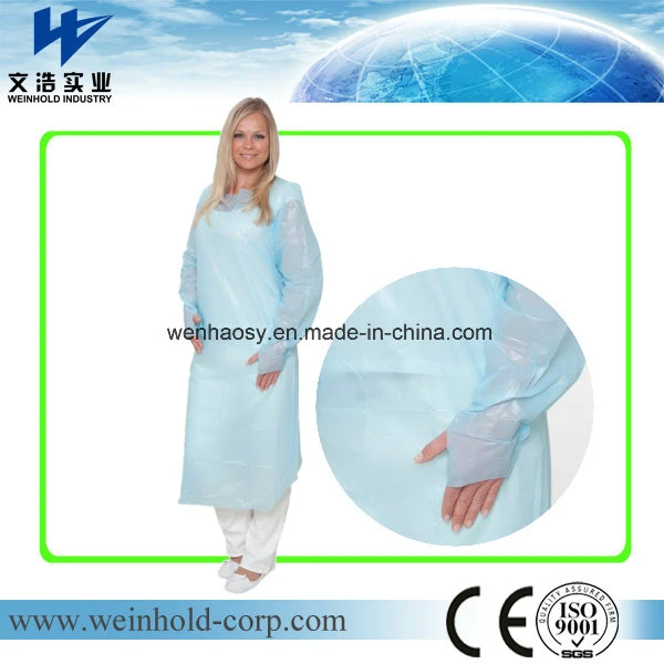 Disposable Medical Surgical Protective Isolation CPE Gown Coverall with Thumb Hook