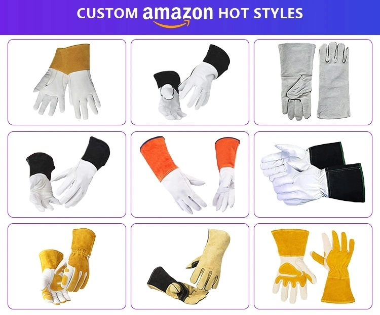 Puncture Resistance Steel Foundries Goatskin Goatskin Leather Arc TIG Welding Glove