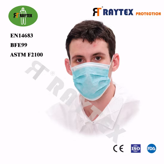 Raytex 11031 Tessuto non tessuto a 3 strati Maschera facciale tipo Earloop Fornitura diretta in fabbrica