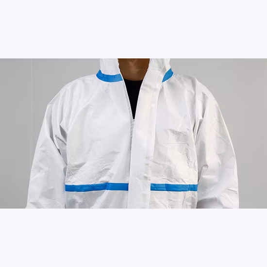Tipo di campione gratuito di indumenti protettivi medici monouso bianchi personalizzati con cappuccio OEM di fabbrica Tute monouso di tipo 4 5 6
